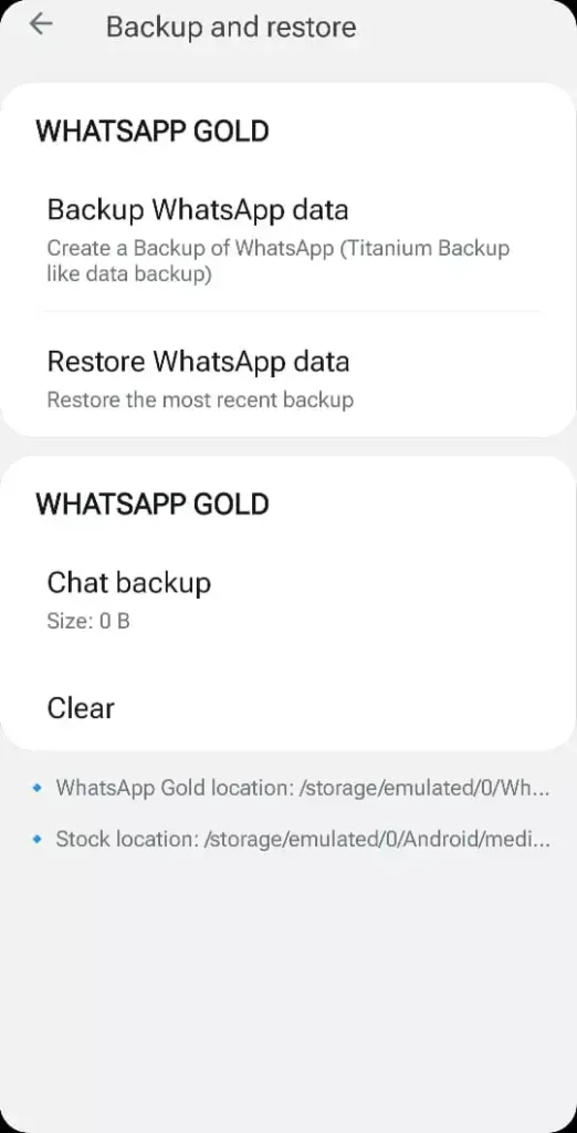 WhatsApp Gold backup
