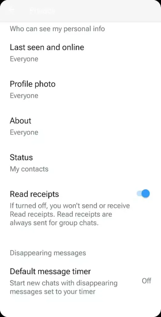 MB WhatsApp privacy settings